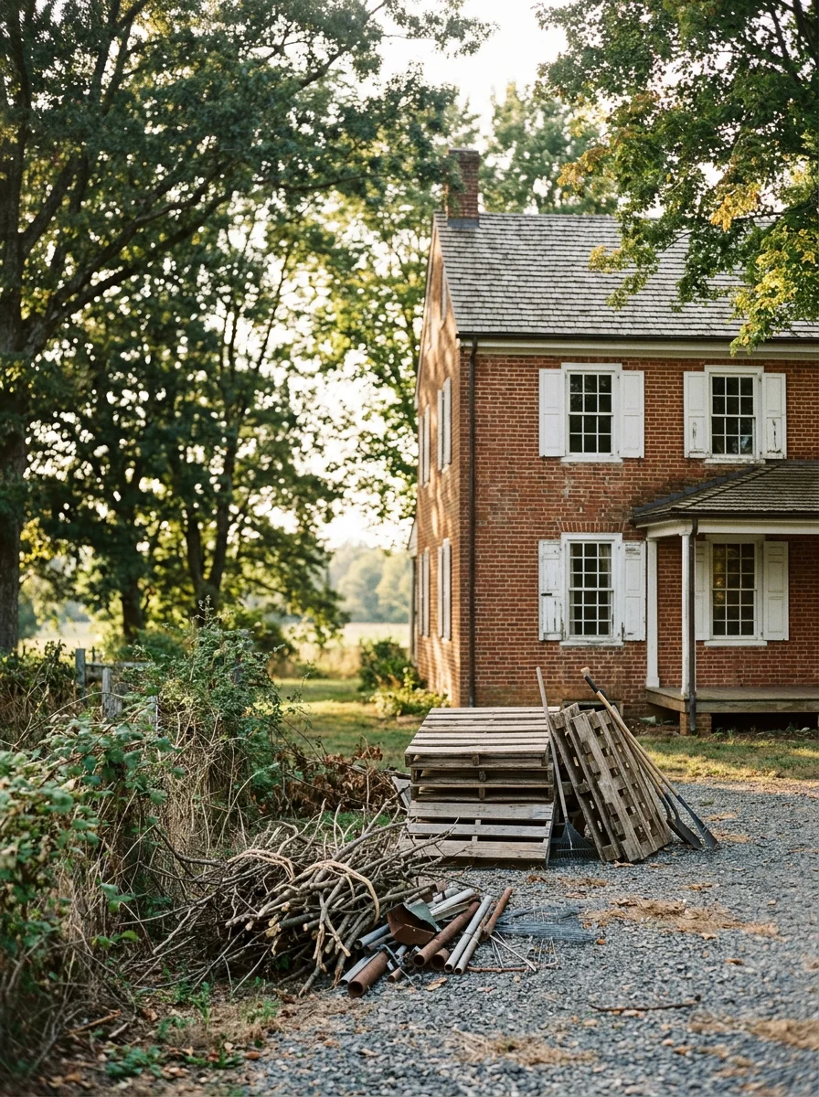 Historic brick home in Culpeper County with mature trees and rural property setting