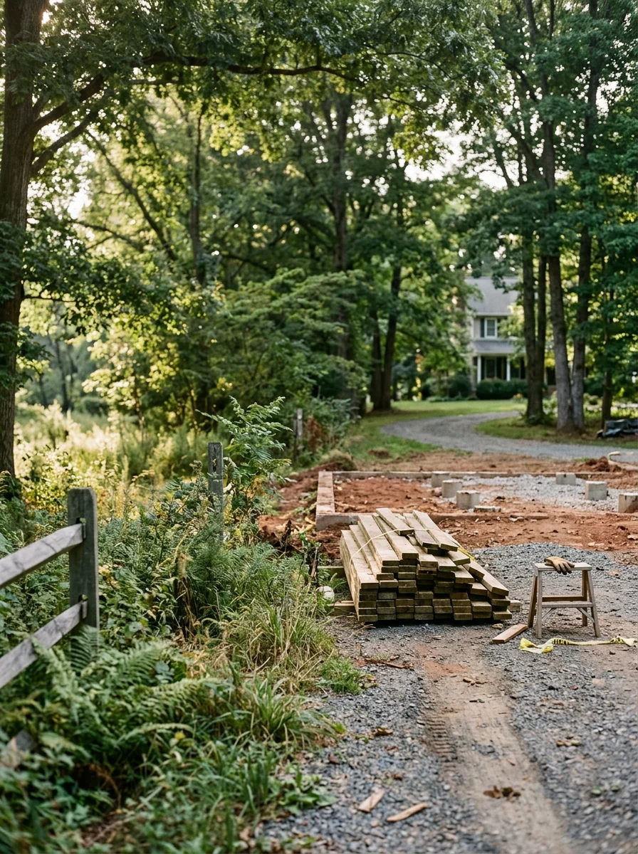 Deck demolition and removal on a large Orange County property with private driveway access